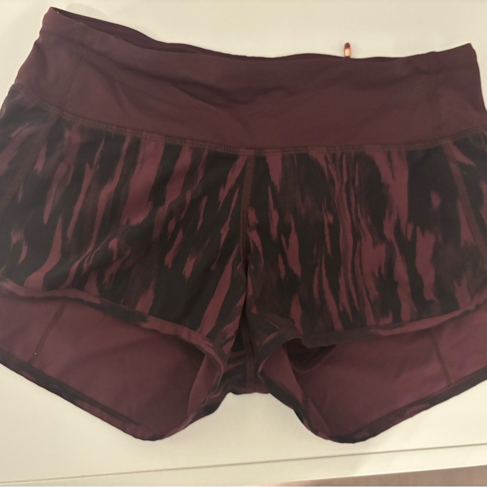 Lululemon Athletica Burgundy and Black Athletic Shorts